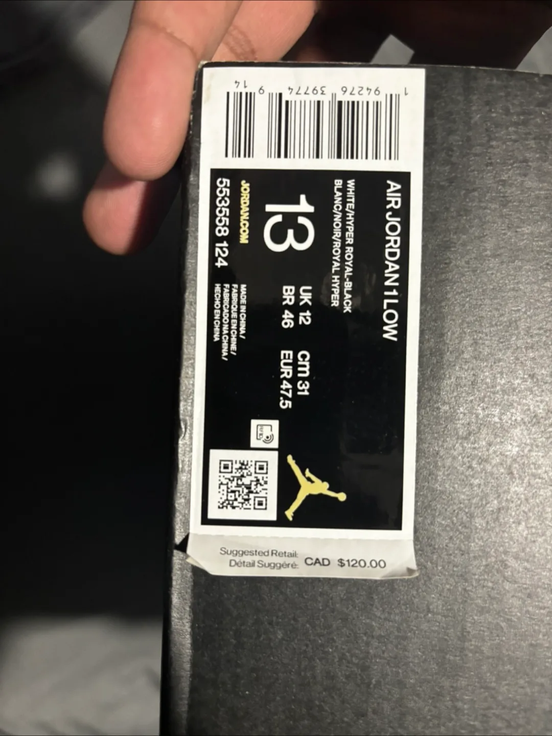 New Air Jordan 1 Low White/Hyper Royal-Black Size 13 image indicator(2)