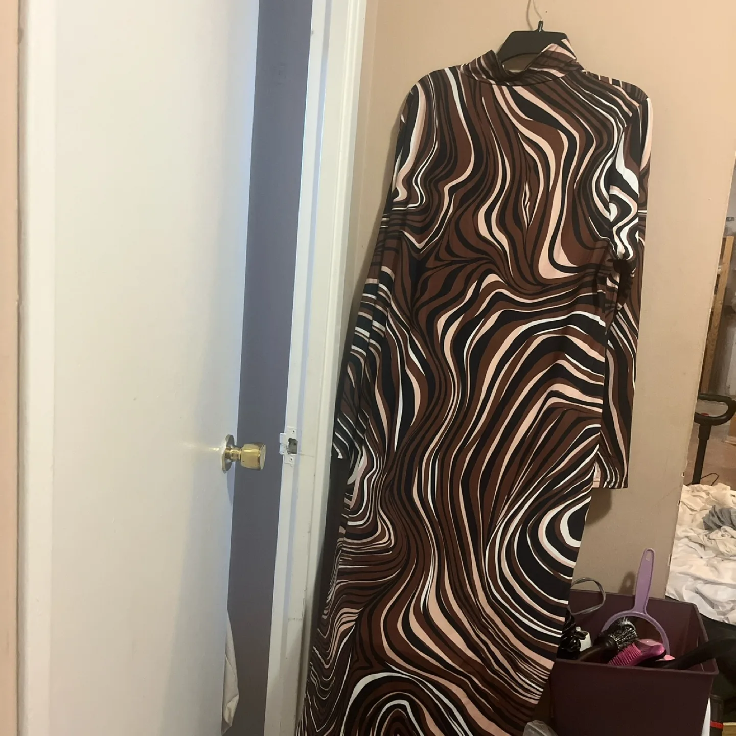 Brown Swirl Print Maxi Dress image indicator(2)