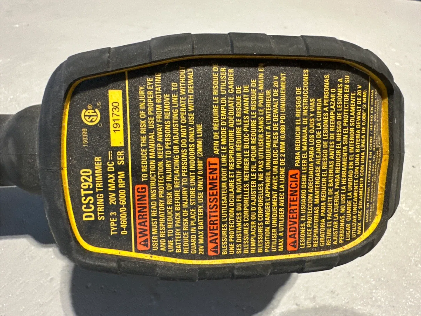 DeWalt DCST920 20V MAX Cordless String Trimmer image indicator(2)