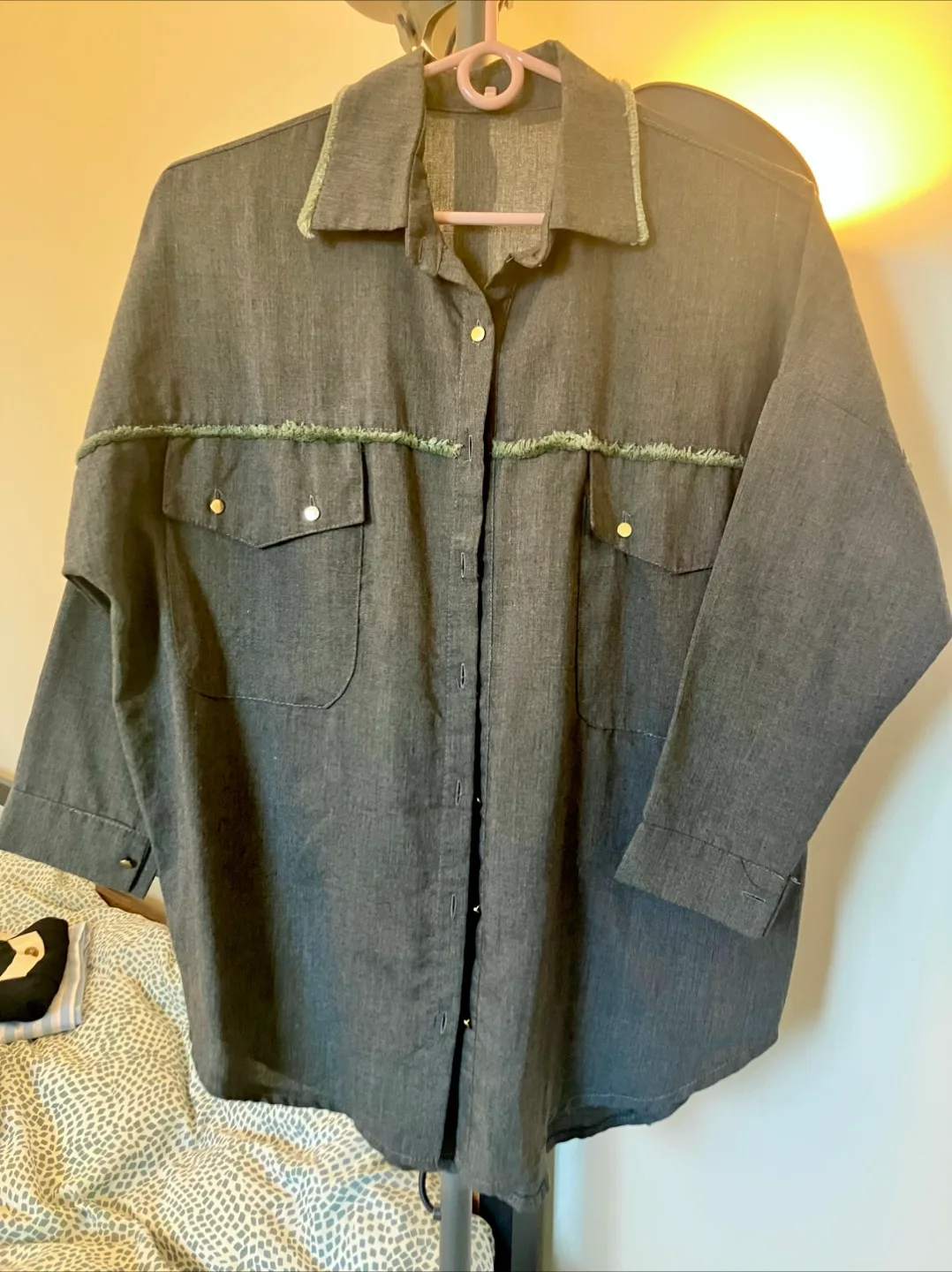 Charcoal 3/4 sleeve shirt thumbnail