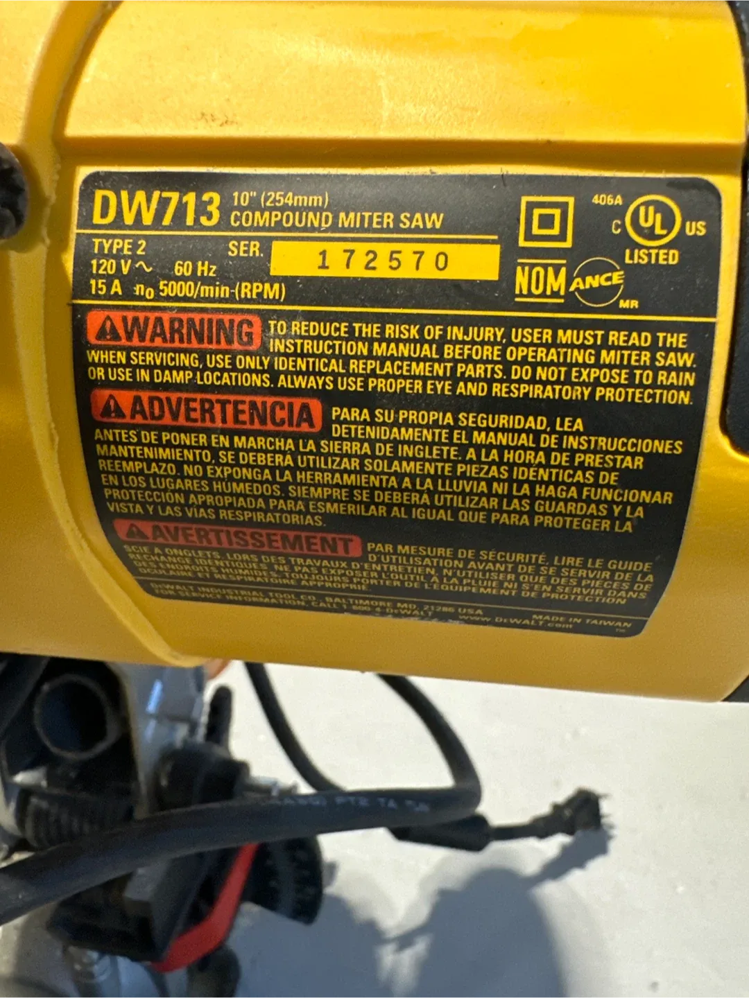 DeWalt DW713 10" Compound Miter Saw image indicator(2)