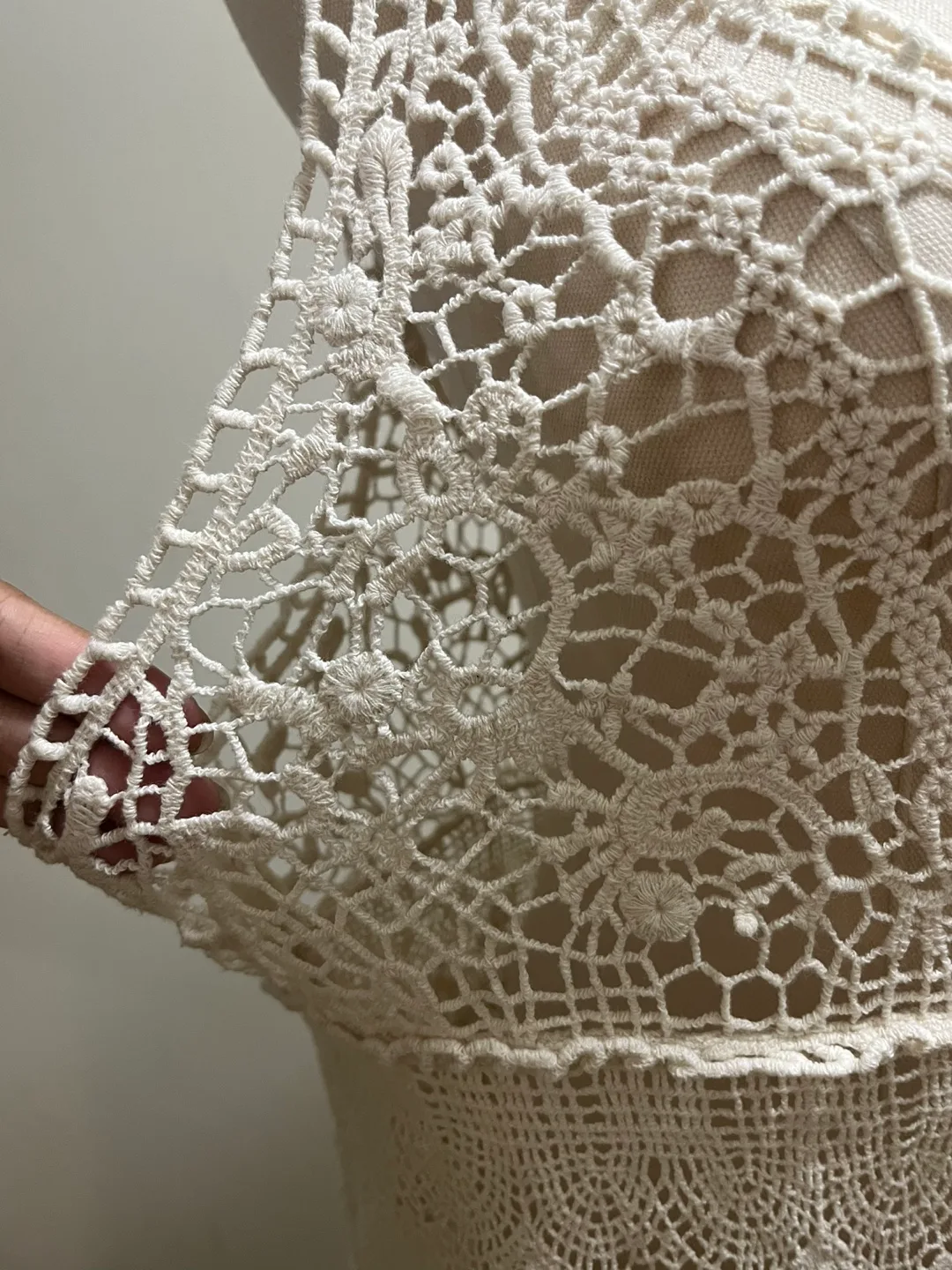 American Eagle Outfitters Ivory White Crochet Dress sz L image indicator(5)