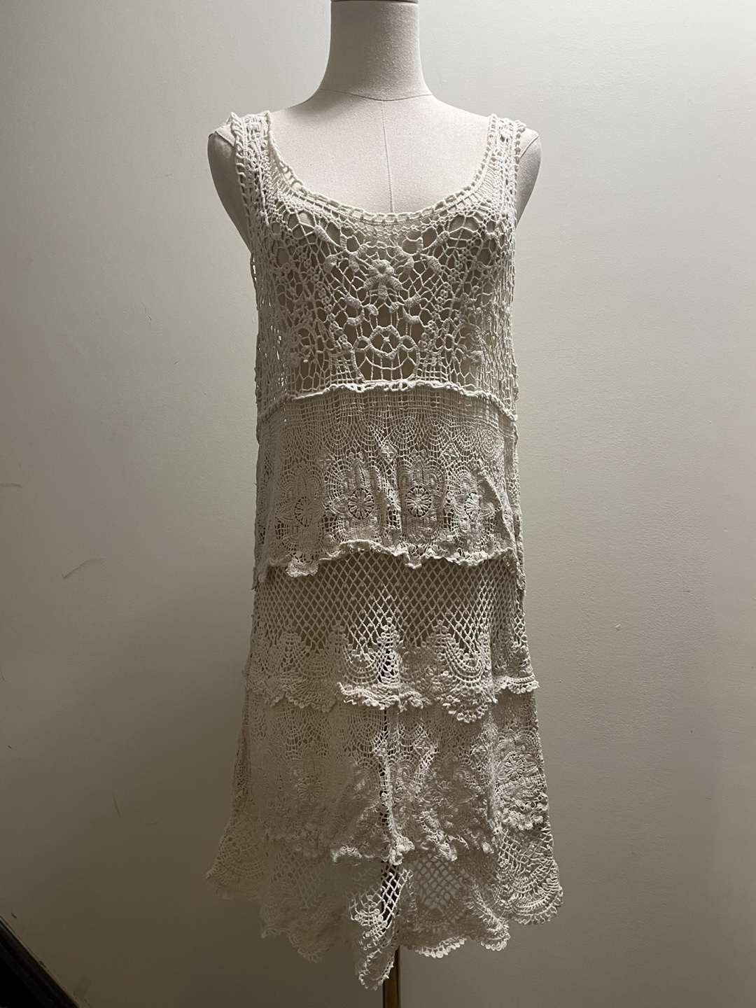 American Eagle Outfitters Ivory White Crochet Dress sz L