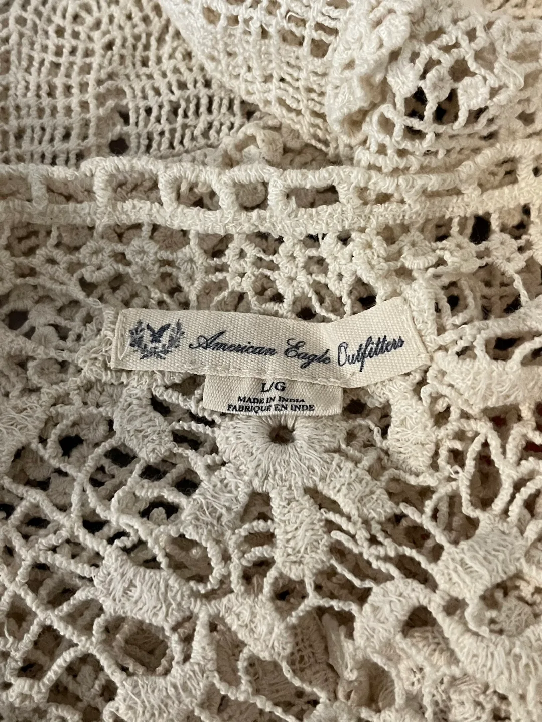 American Eagle Outfitters Ivory White Crochet Dress sz L image indicator(6)