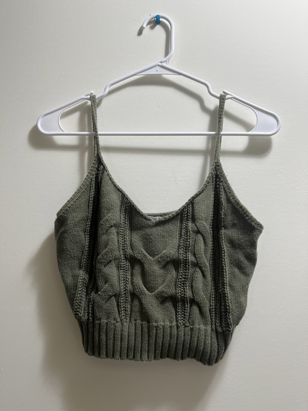 Stitch & Pine Dark Green Cable Knit crop top sz L - photo 4