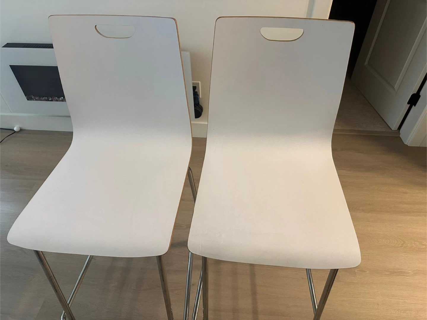 Pair of White Bar Stools
