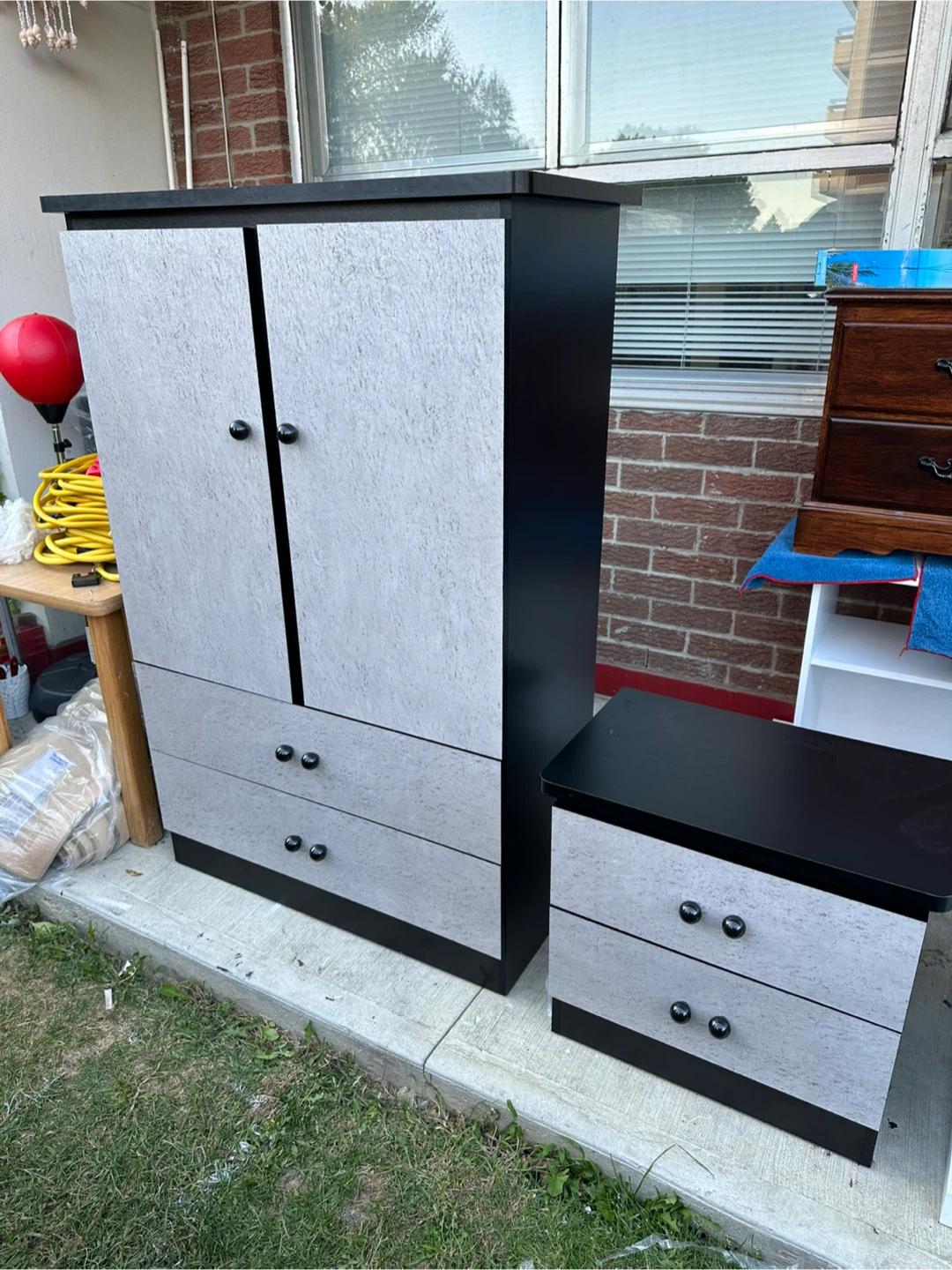 Wardrobe and Nightstand Set - Black and Grey - photo 4