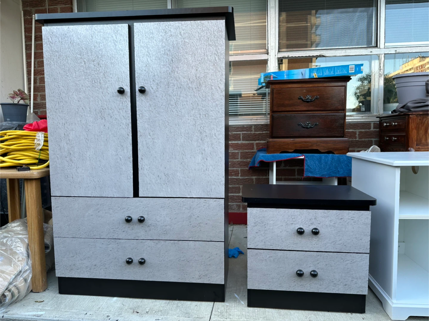 Wardrobe and Nightstand Set - Black and Grey - photo 3