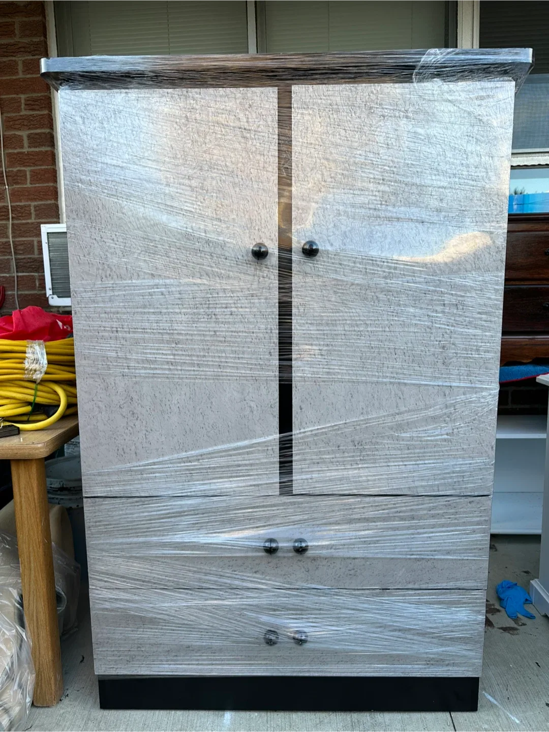 Wardrobe and Nightstand Set - Black and Grey