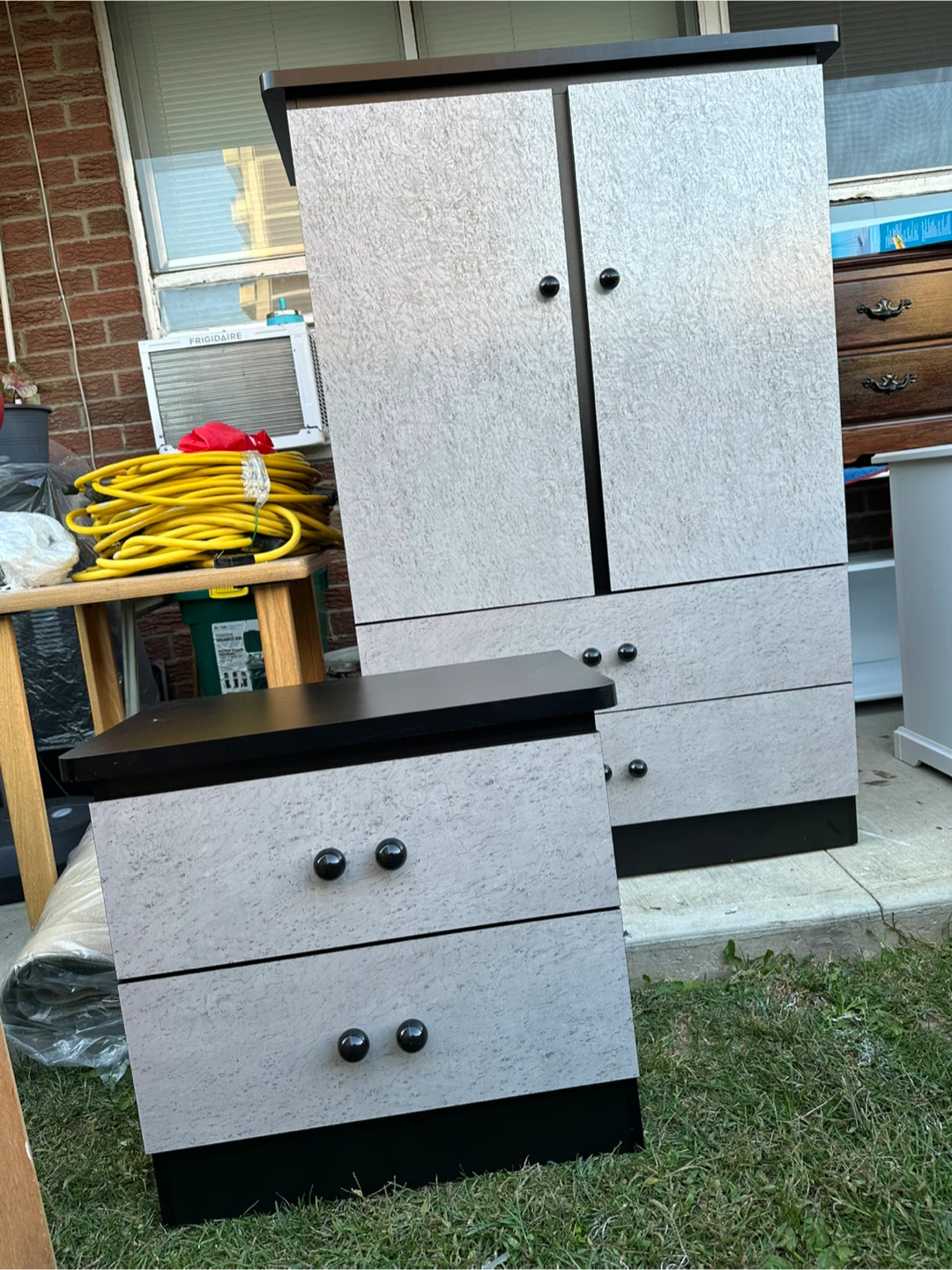 Wardrobe and Nightstand Set - Black and Grey - photo 2