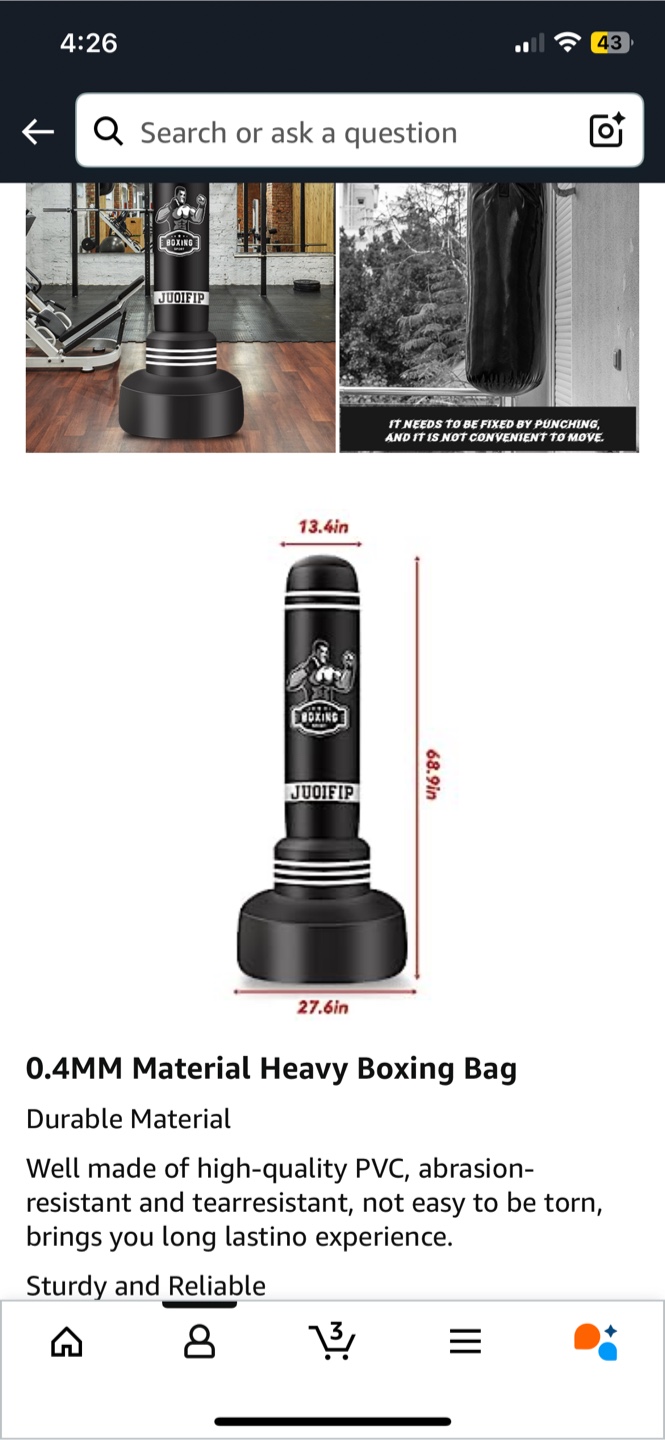 JUOIFIP Freestanding Boxing Bag - 69" 🥕Adult Training - photo 2