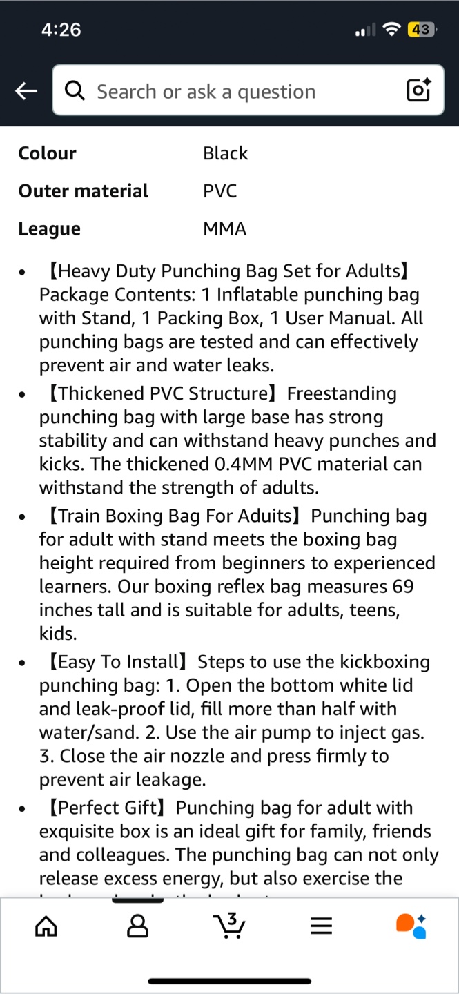 JUOIFIP Freestanding Boxing Bag - 69" 🥕Adult Training - photo 3