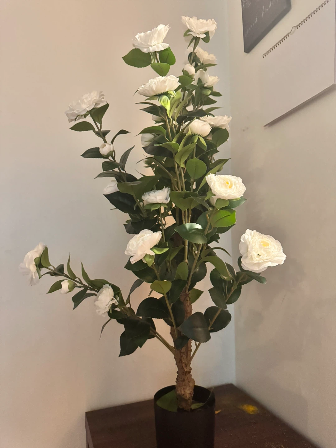 39 Inch Faux White Camellia Tree 1 piece