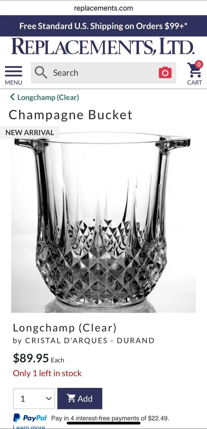 Vintage 1990s Cristal d'Arques Longchamp Ice Bucket image indicator(2)