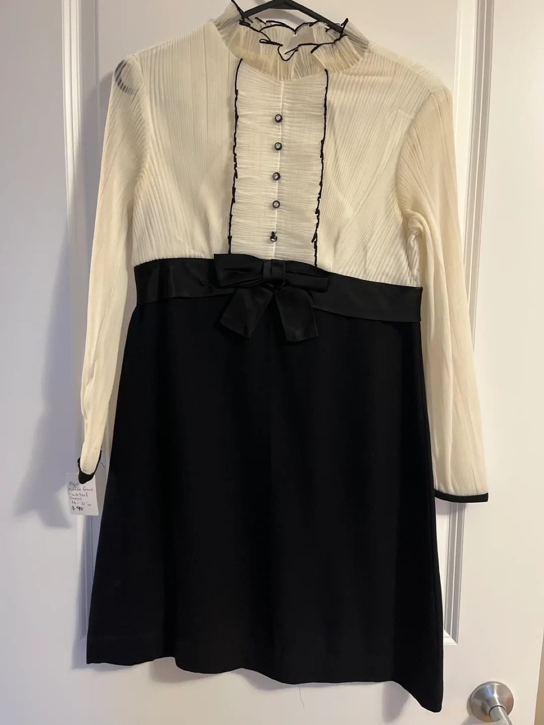1960's Ruffle Front Cocktail Dress - Size M thumbnail
