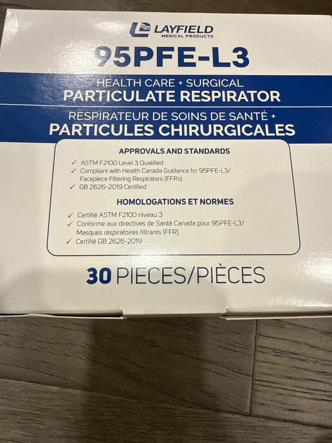 Layfield 95PFE-L3 Health Care Surgical Masks - 30 Pieces image indicator(2)