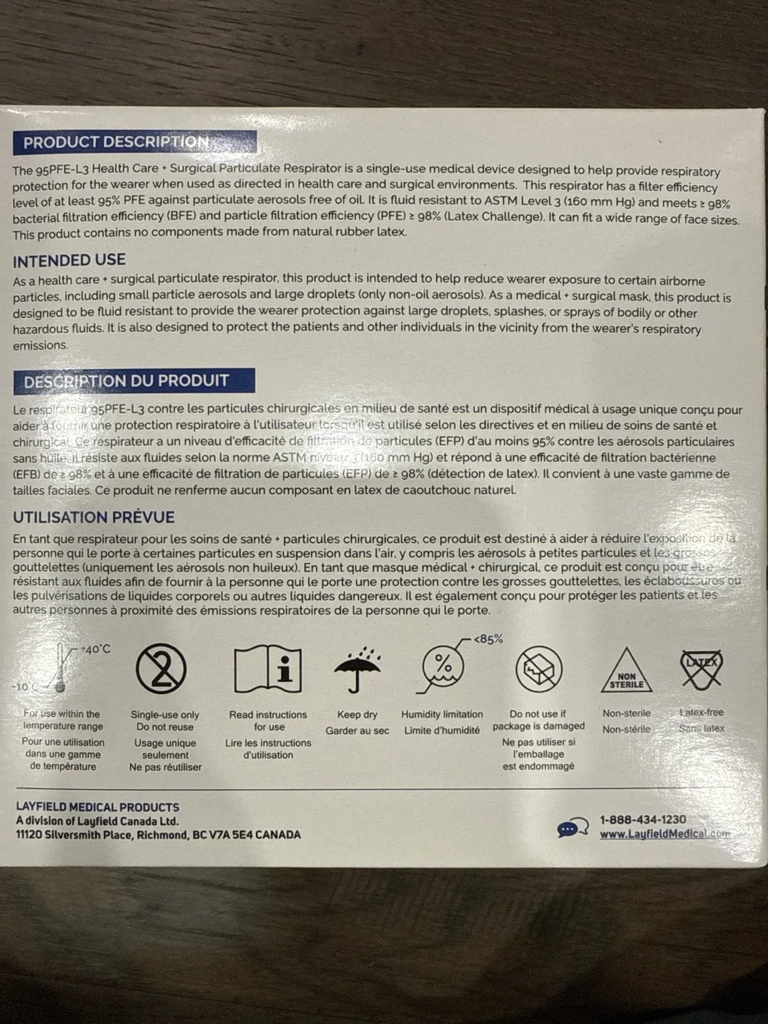 Layfield 95PFE-L3 Health Care Surgical Masks - 30 Pieces image indicator(5)