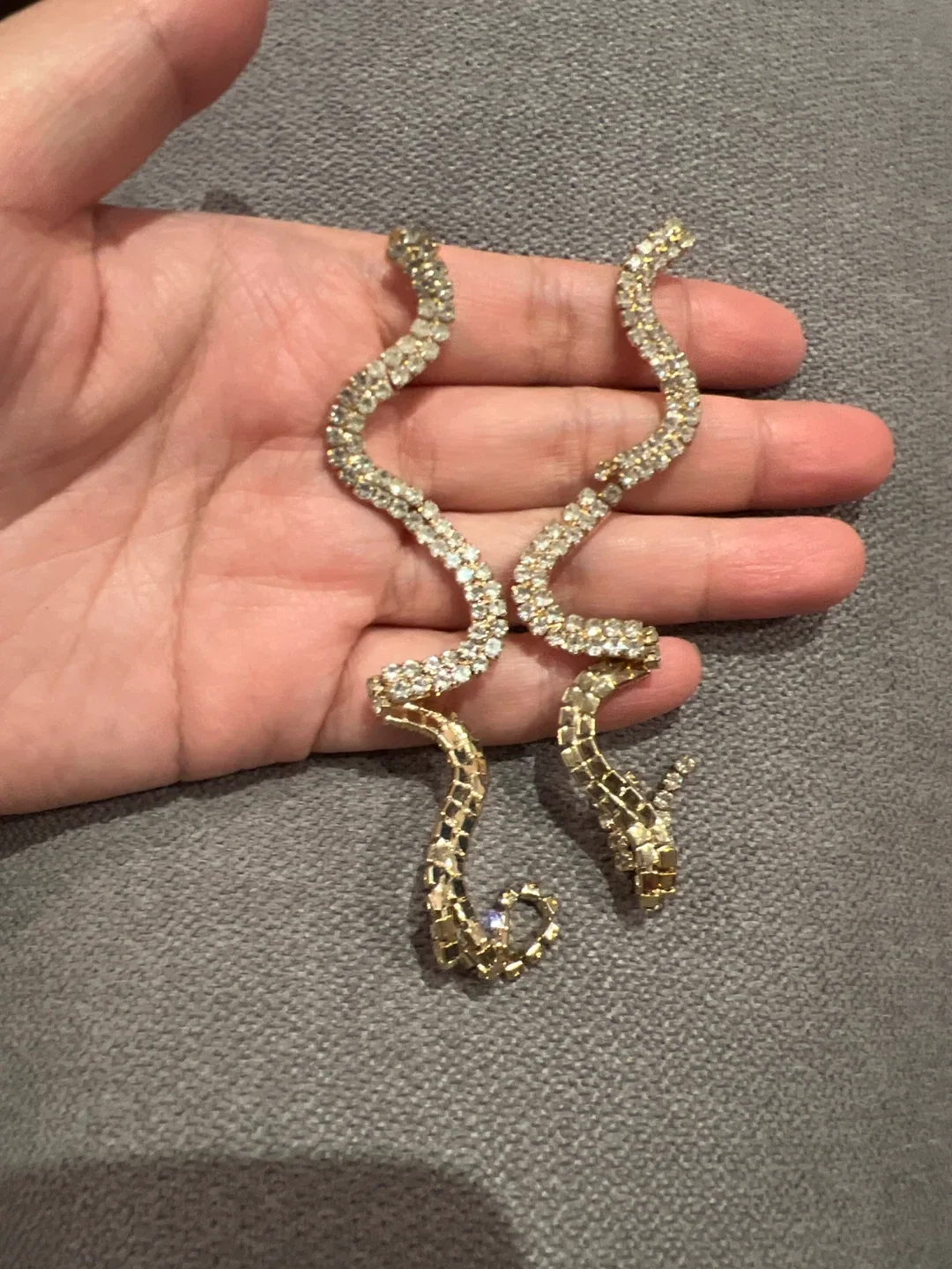 Snake Rhinestone Dangle Earrings thumbnail