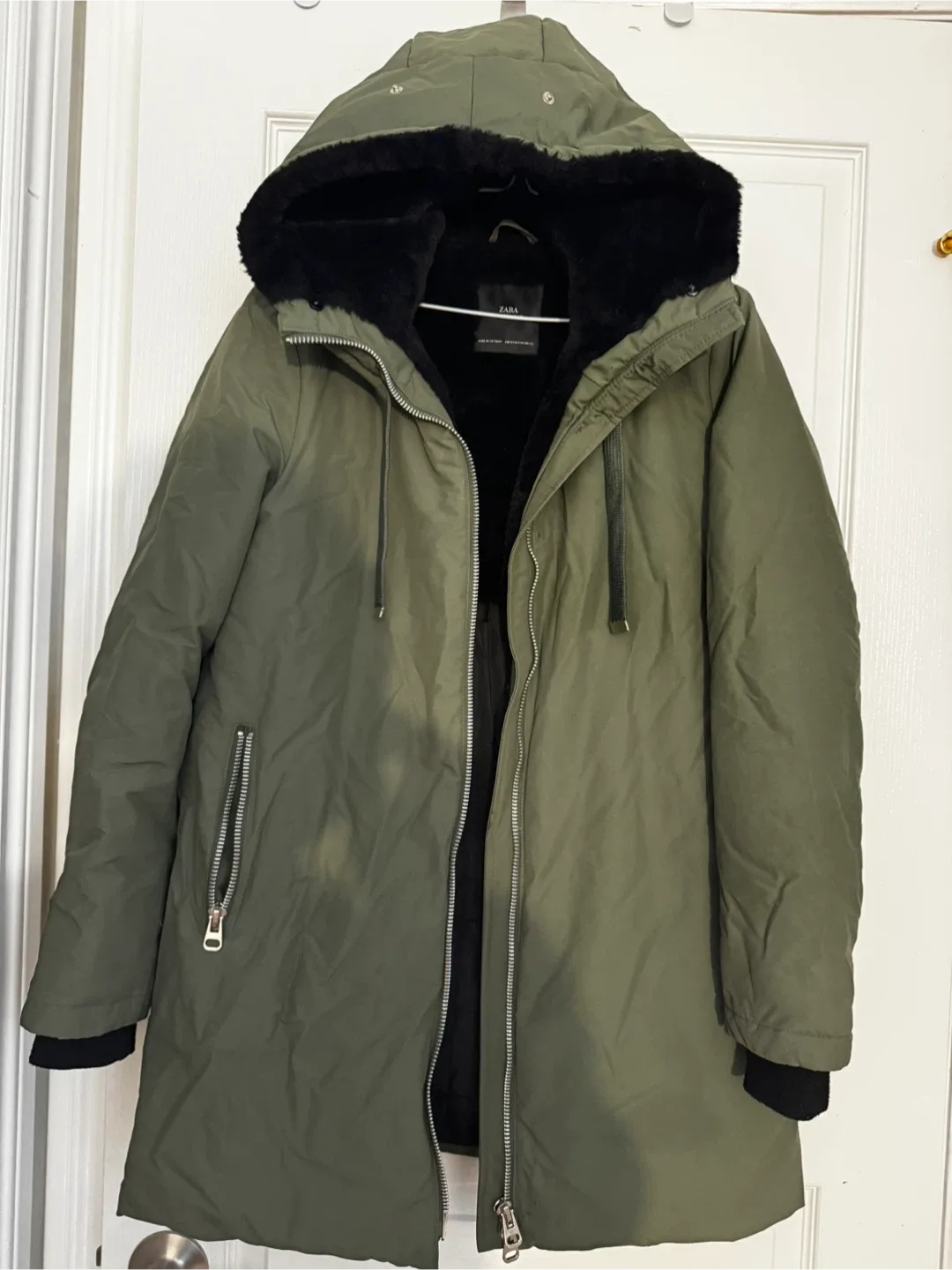 Zara Olive Green Winter Parka thumbnail