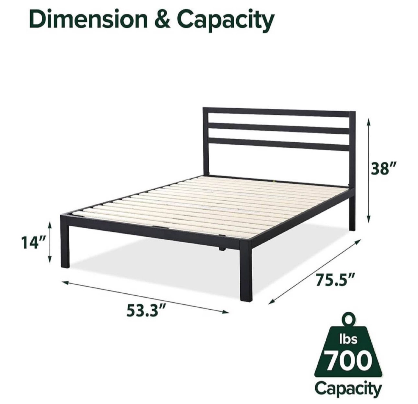 Full size bed frame with wooden slats - photo 4