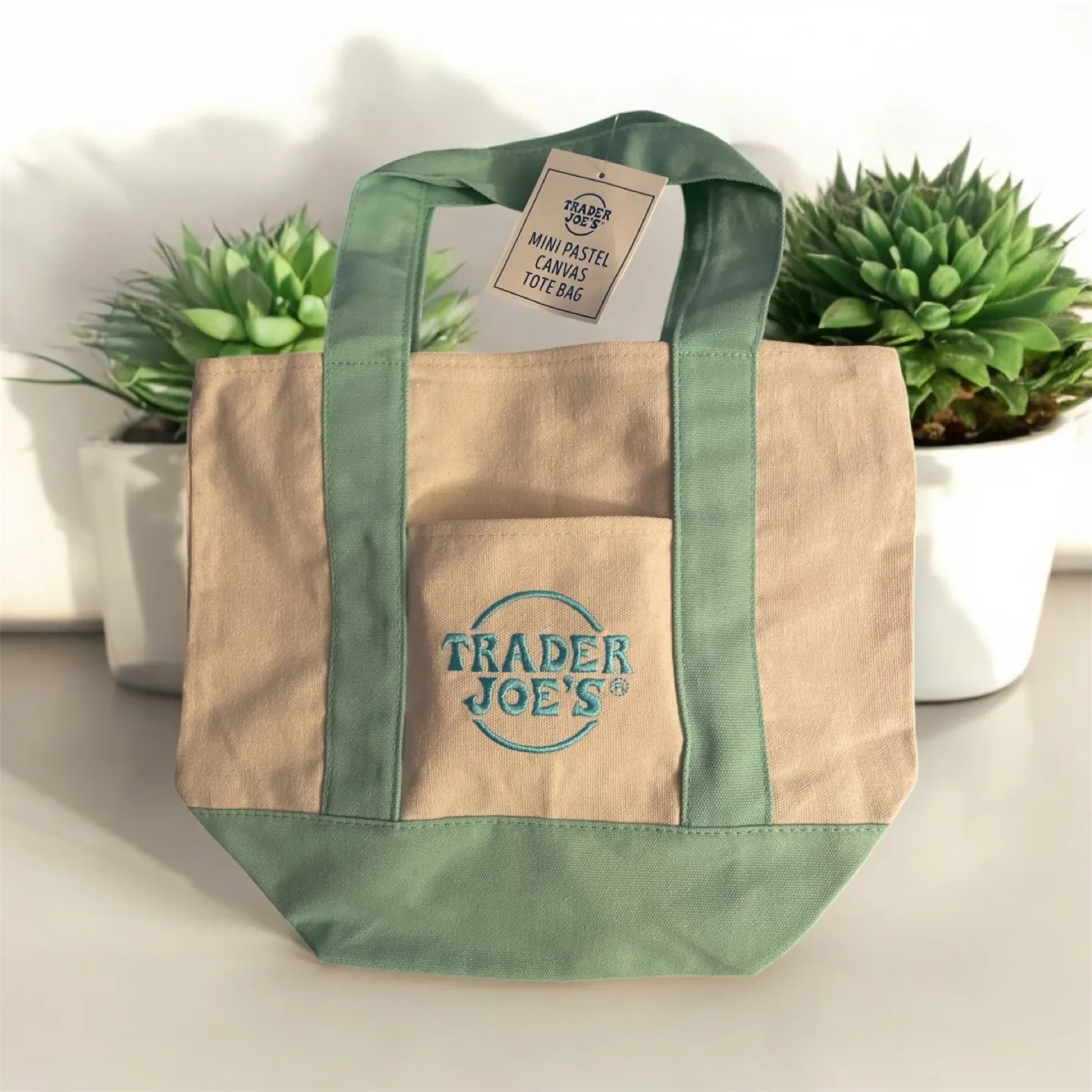 Trader Joe's Mini Pastel Canvas Tote Bag 🥕 thumbnail