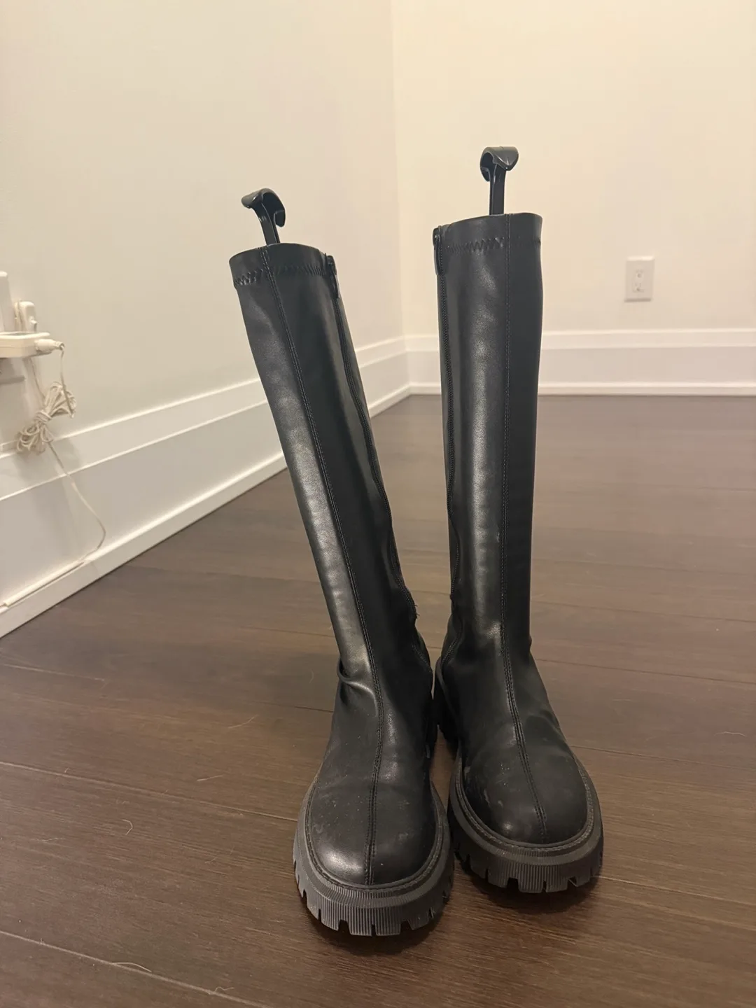 Black Leather Boots size 36 thumbnail