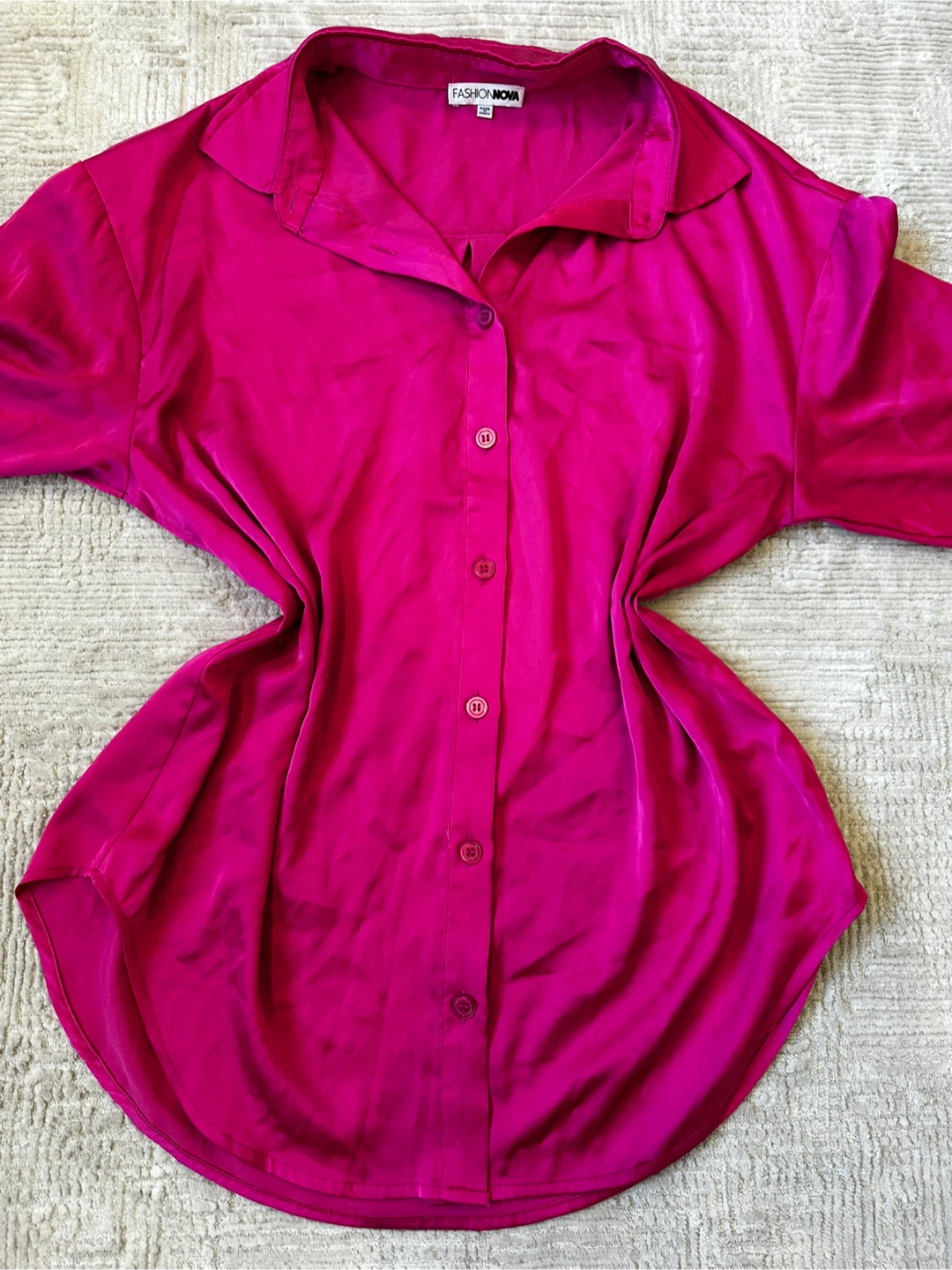 Fashion Nova Pink Button-Up Shirt
