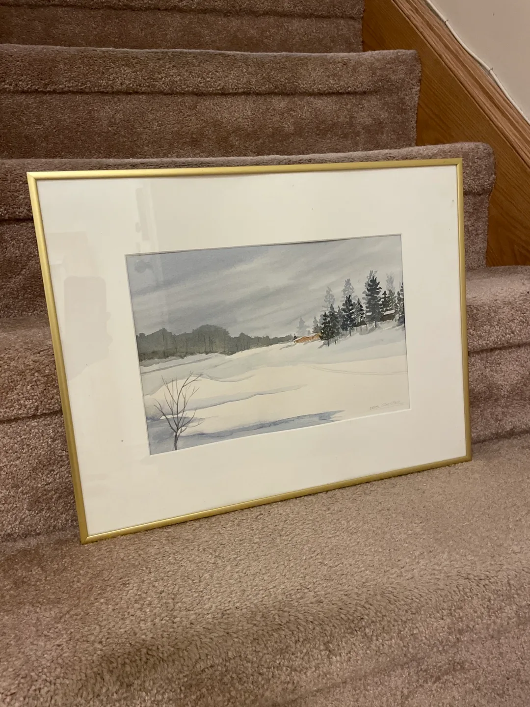 Original water colour Winter Solstice by Beryl Forester  8x11 thumbnail