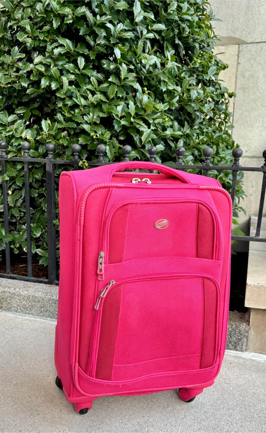 American Tourister Hot Pink Carry-On Expandable Suitcase thumbnail