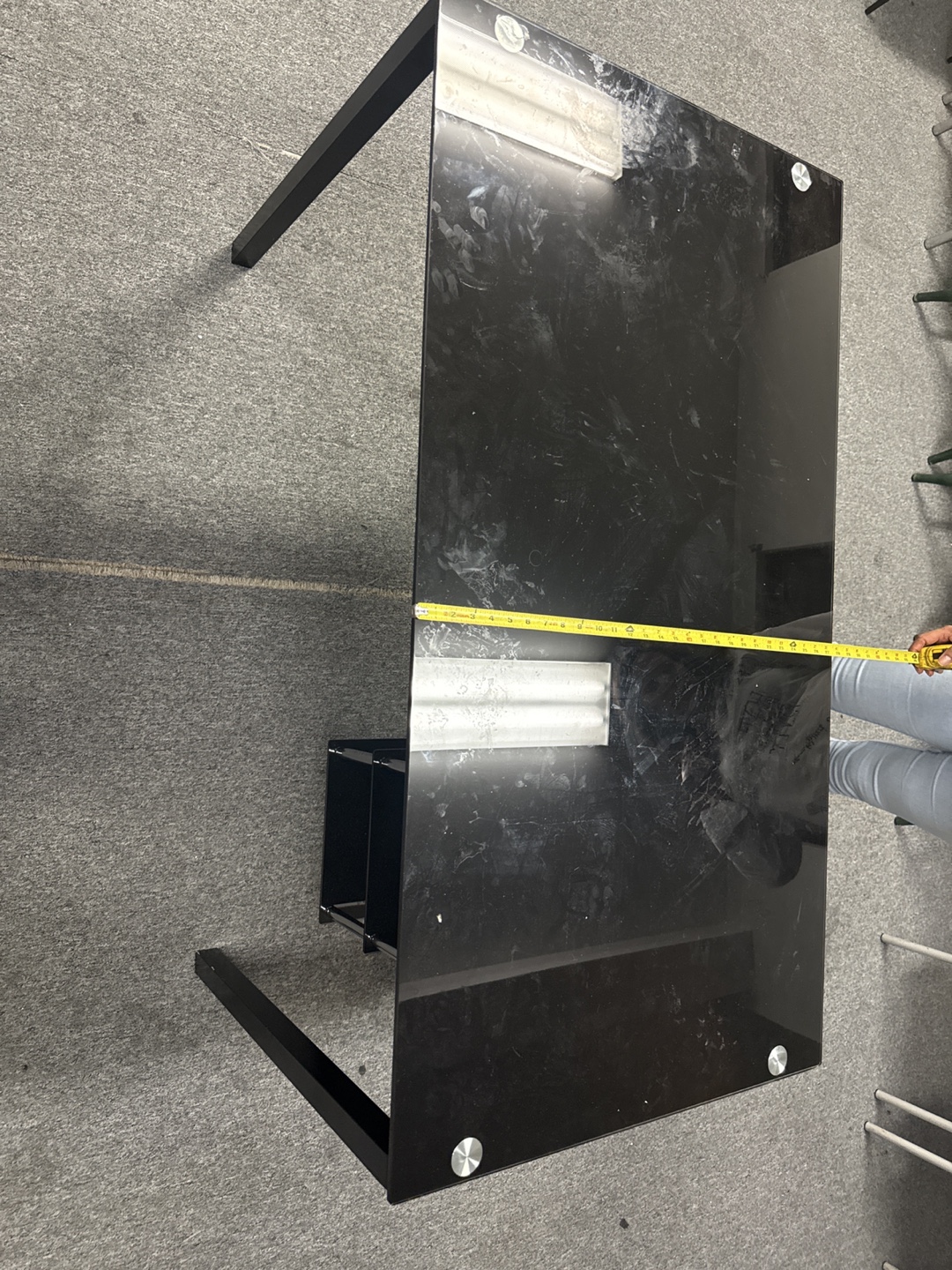 Black Glass Top Computer Desk with Shelves - photo 5