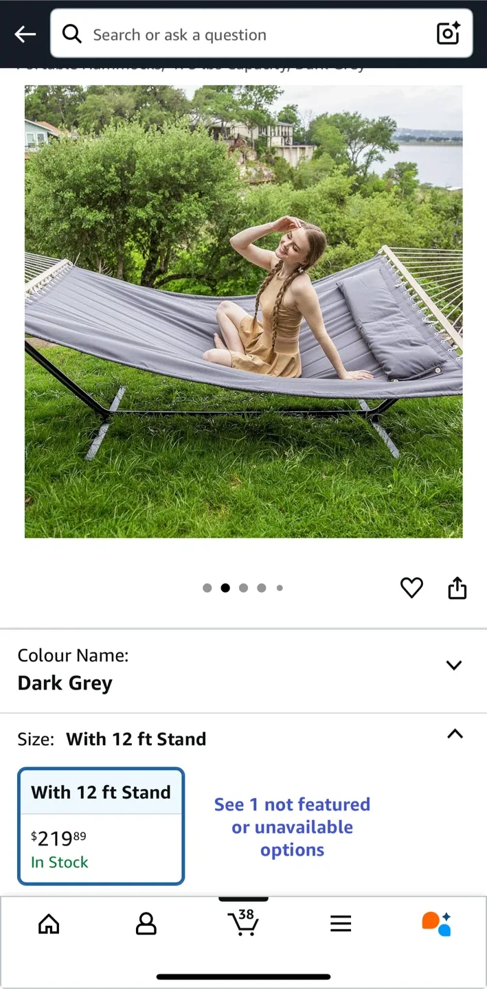2 Person Hammock with Stand, Heavy Duty Portable Hammocks, 475lb thumbnail