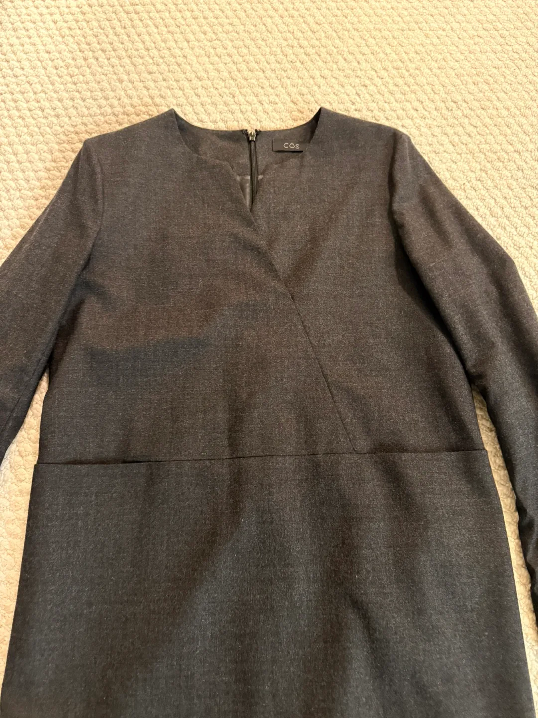 COS 100% Wool Grey Long Sleeve Dress thumbnail