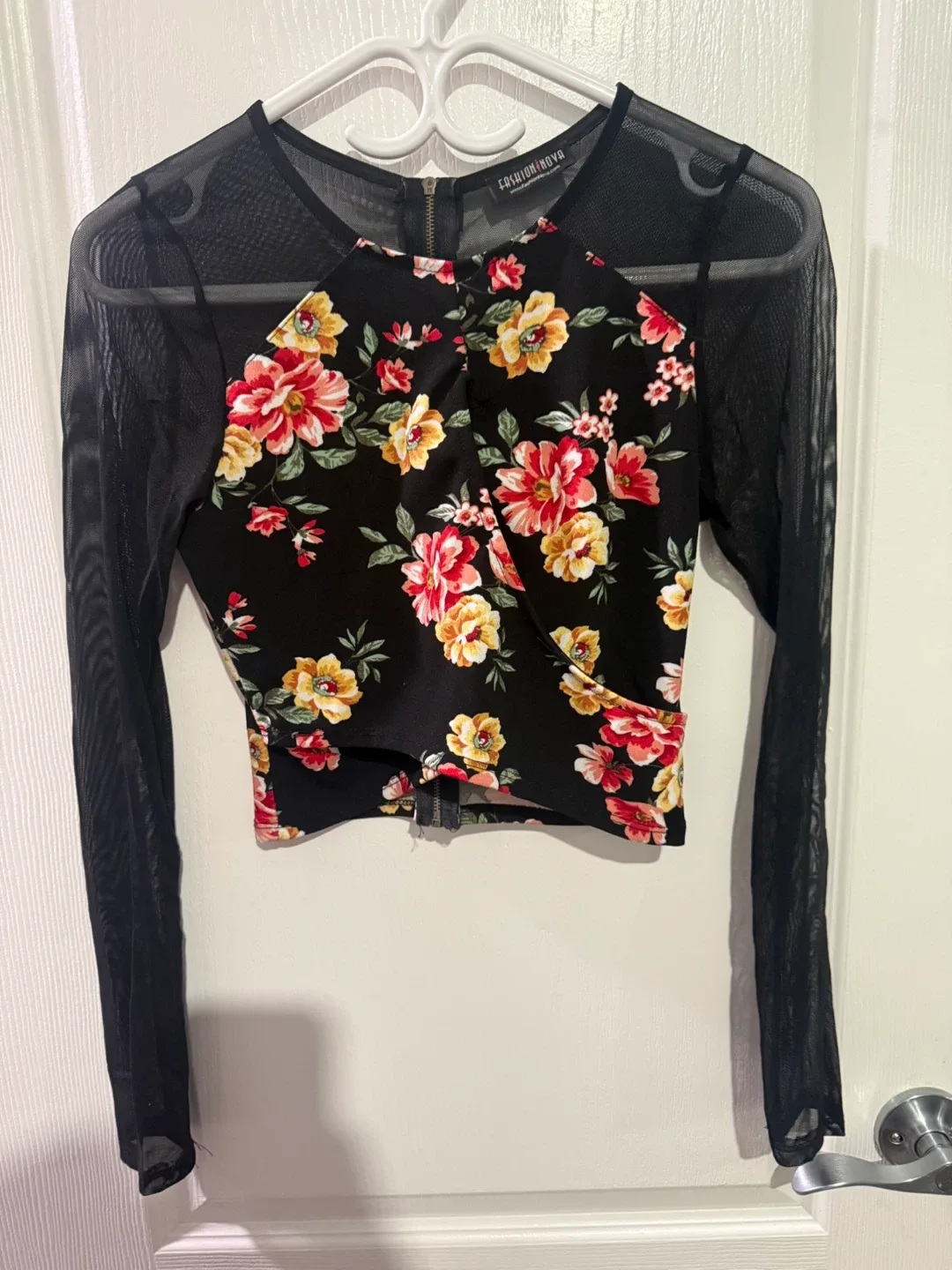 Fashion Nova Floral Mesh Top thumbnail