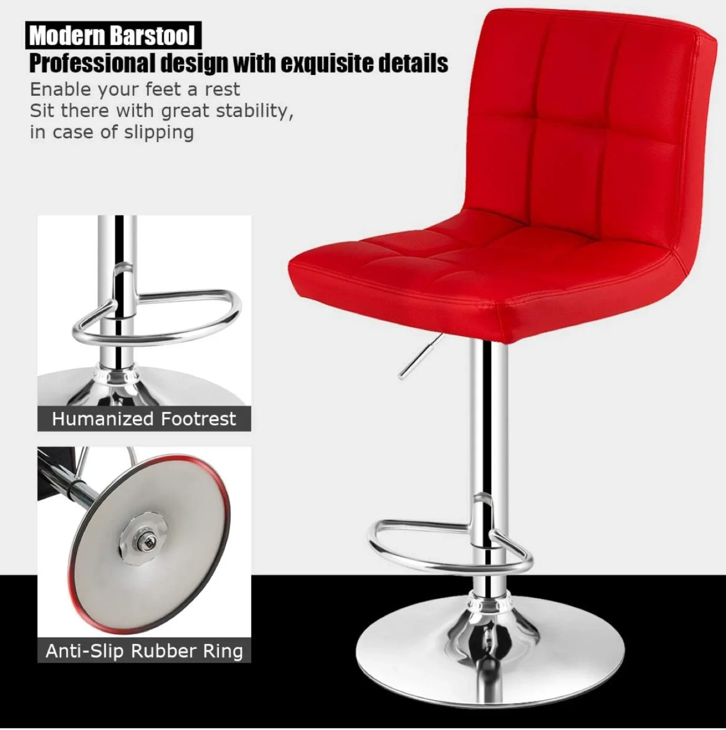 Adjustable Bar Stools Set of 2, Modern Swivel PU Leather NEW thumbnail