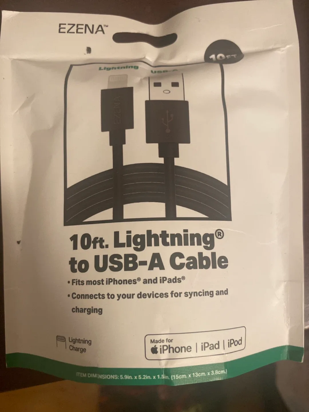 EZENA 10ft Lightning to USB-A Cable thumbnail