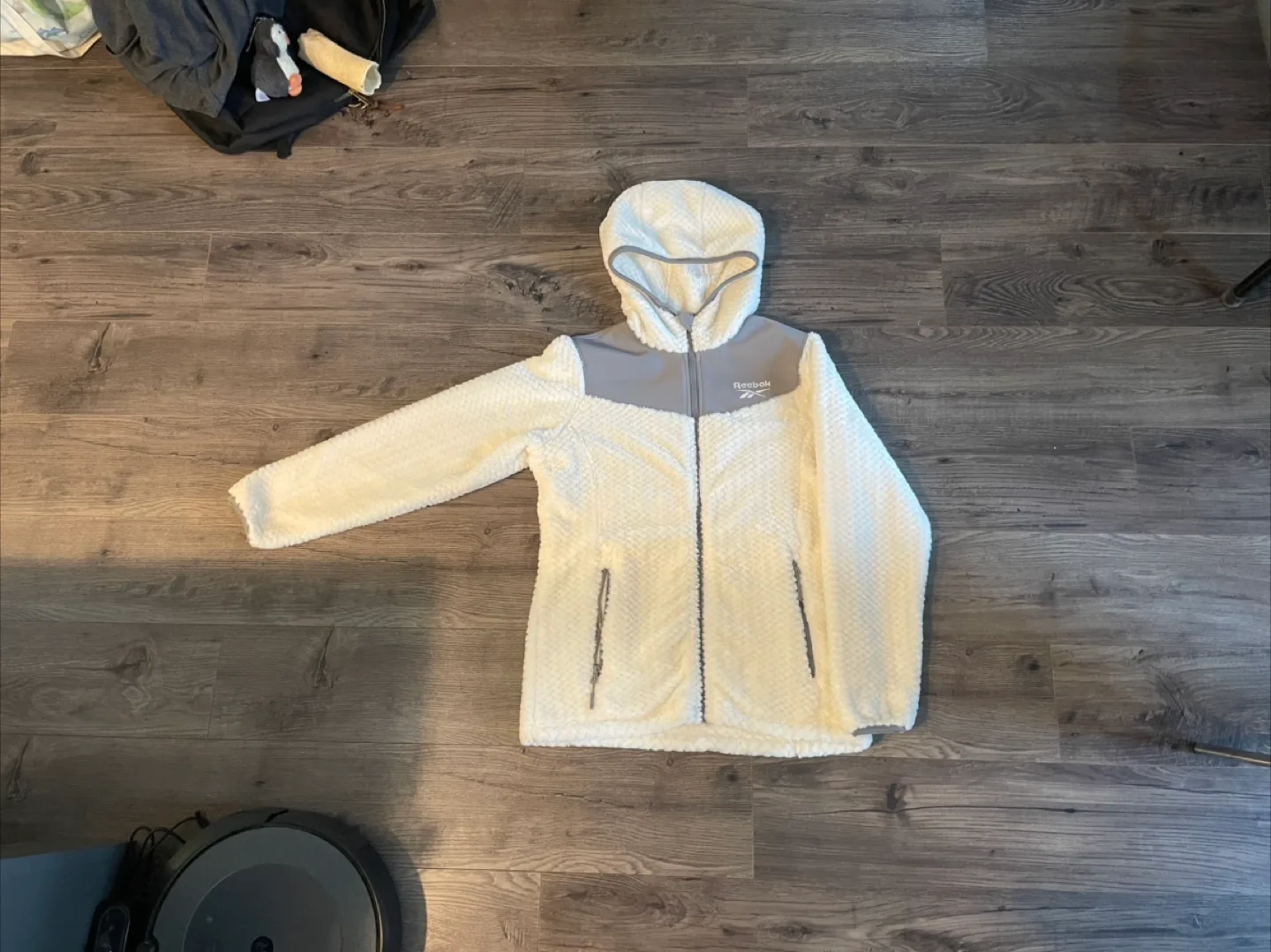 Reebok White & Grey Fleece Jacket thumbnail