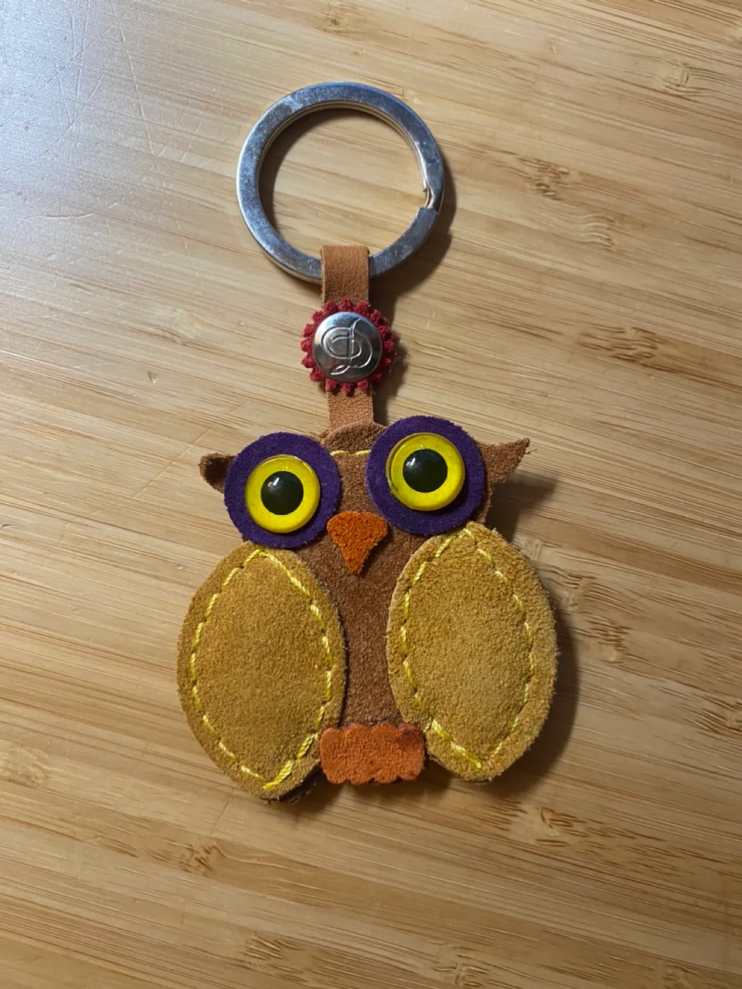 Owl Keychain - Handmade Leather thumbnail