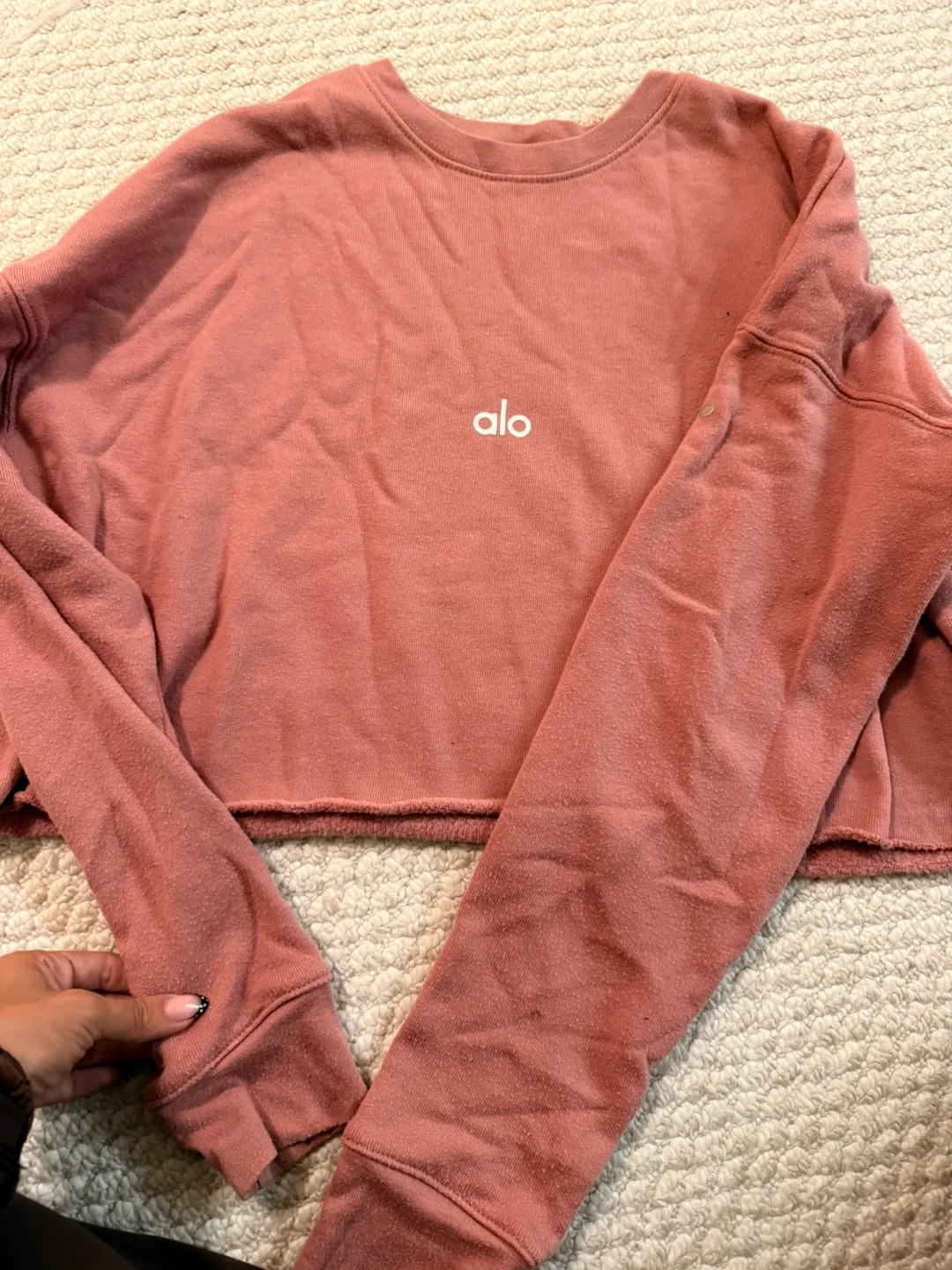 Alo Yoga Pink Cropped Pullover - Size S thumbnail