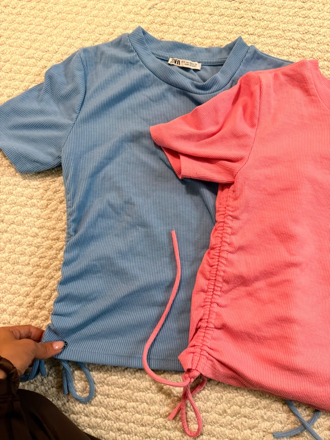 Zara Ribbed T-Shirt bundle- Blue & Pink image indicator(3)