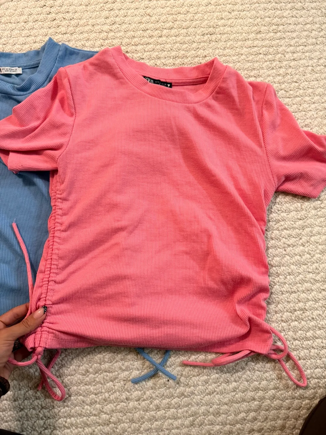Zara Ribbed T-Shirt bundle- Blue & Pink image indicator(2)