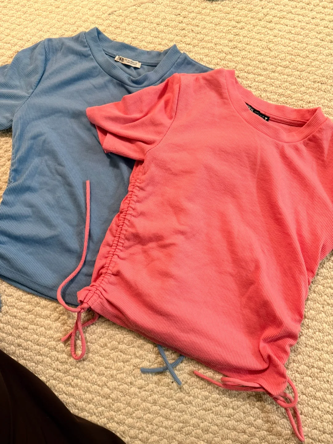 Zara Ribbed T-Shirt bundle- Blue & Pink thumbnail