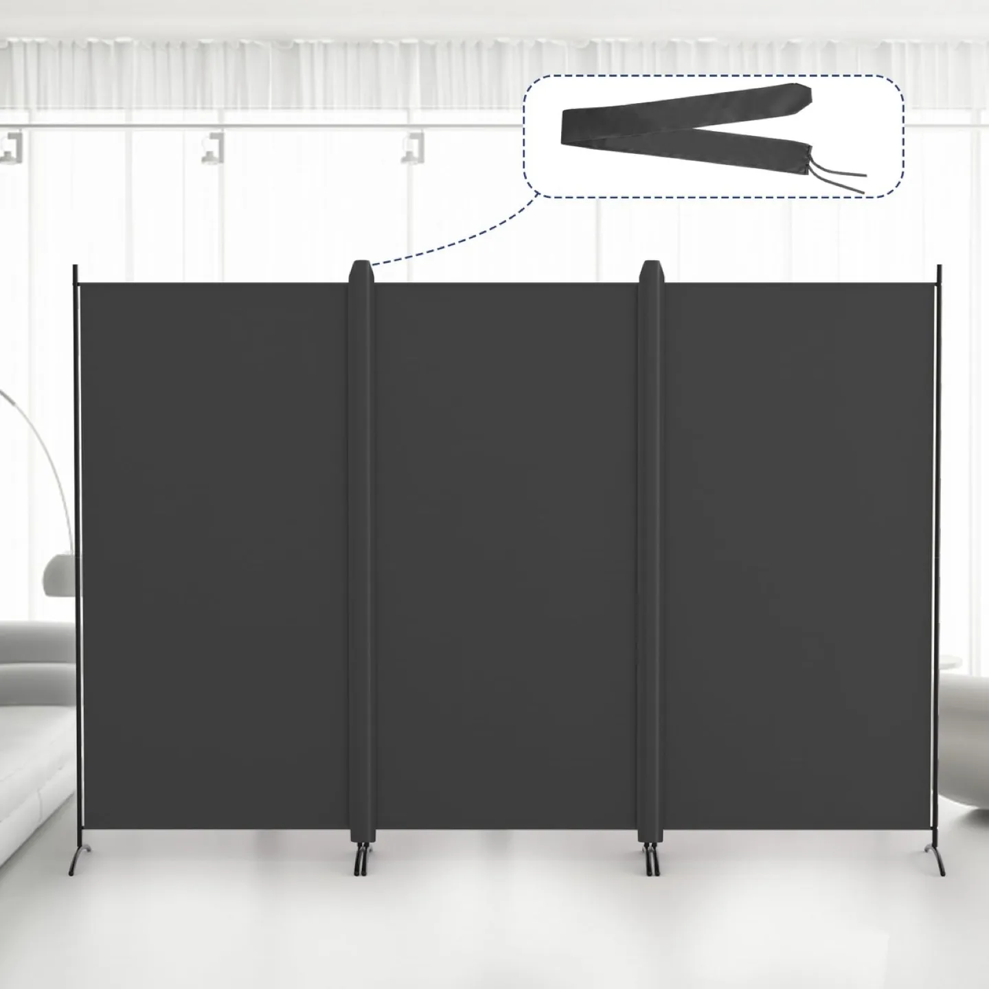 Kokorona 3 Panel Room Divider, 6FT Tall Folding Privacy Screen thumbnail