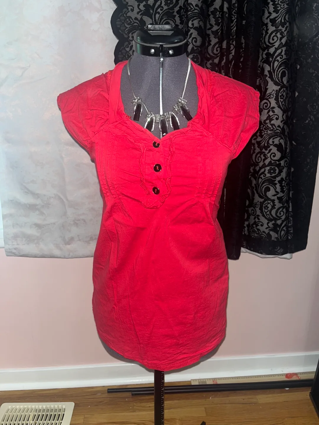 Red Cap Sleeve Blouse thumbnail