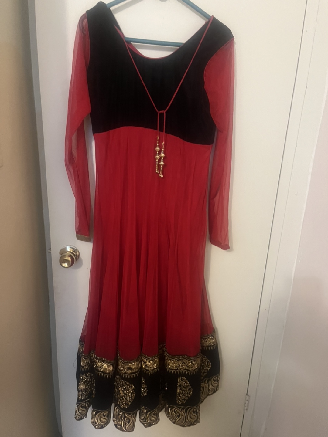 Red & Black Embroidered Anarkali all 40$Dress