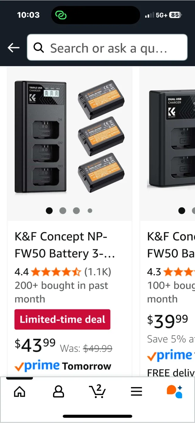 K&F Concept NP-FW50 Battery and Charger thumbnail