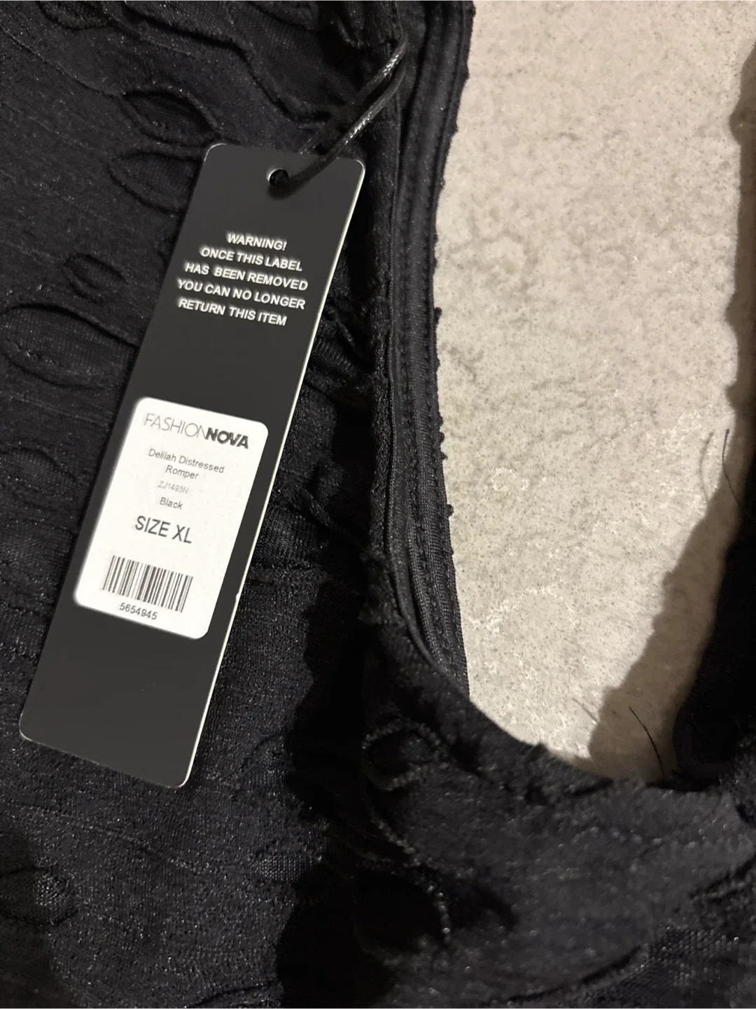 Fashion Nova Deliah Distressed Black romper , L-XL image indicator(3)