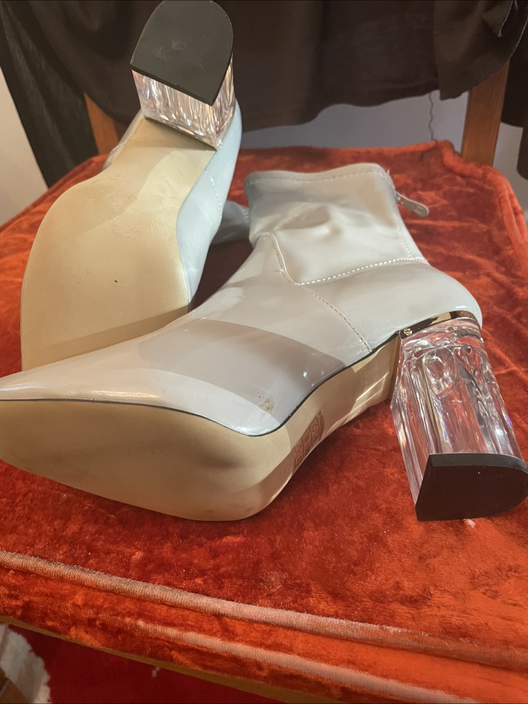 Acado Light Grey Ankle Boots with Clear Heels - photo 2