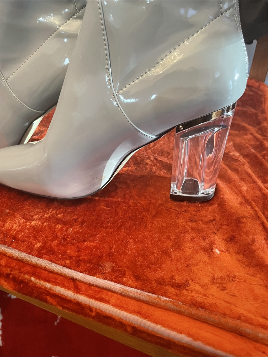 Acado Light Grey Ankle Boots with Clear Heels - photo 3