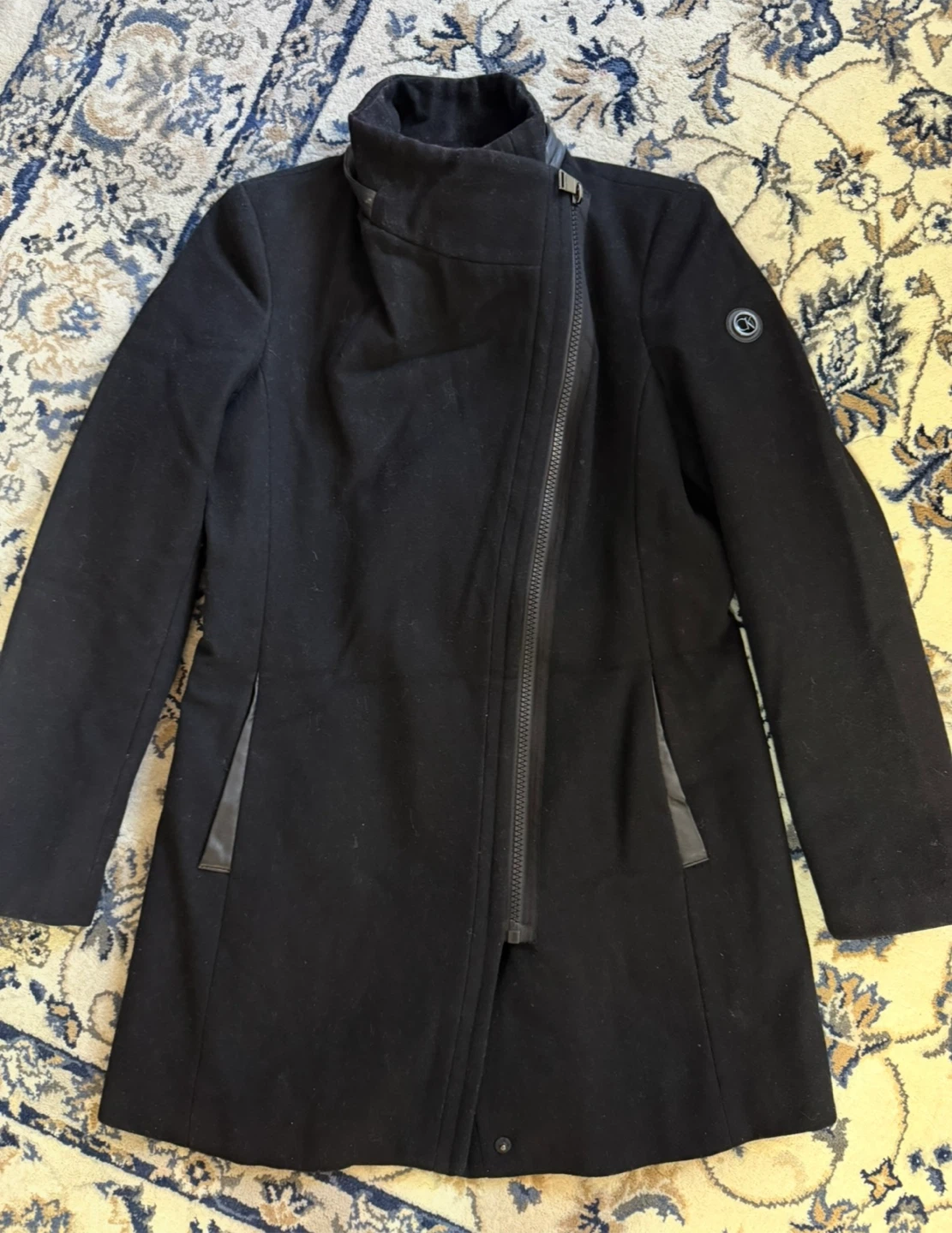 Calvin Klein Black Wool Blend Coat