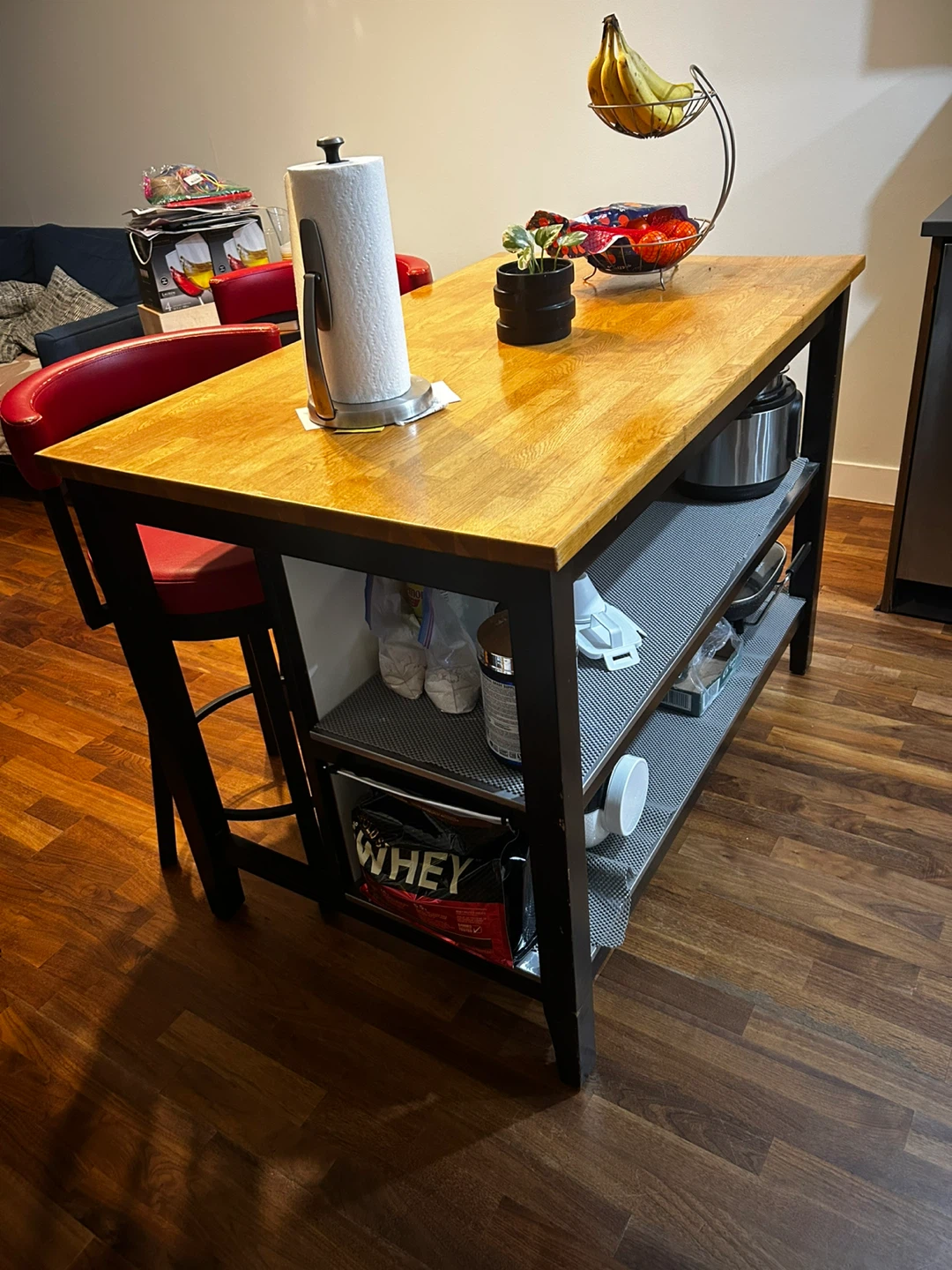 Kitchen Island with Two Red Bar Stools - photo 2
